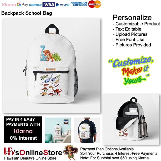 Dino Friends Backpack Print Cut Sew School Bag 3 Bedruckter Rucksack (Dino Friends Backpack Print Cut Sew School Bag 3.)