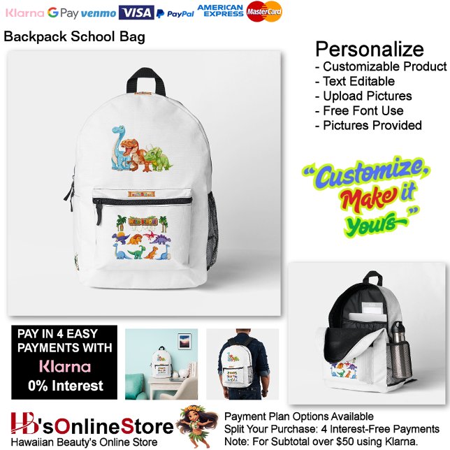 Dino Friends Backpack Print Cut Sew School Bag 5 Bedruckter Rucksack (Dino Friends Backpack Print Cut Sew School Bag 5.)