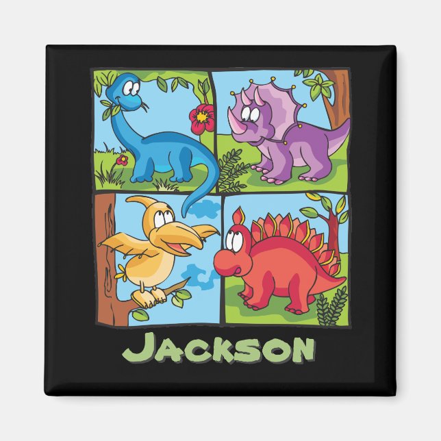 Dino Friends Personalisiert Magnet (Vorne)