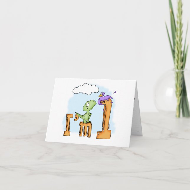 Dino Fun 1. Geburtstag Einladung (Vorderseite)