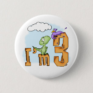 Dino Fun 3. Geburtstag Button