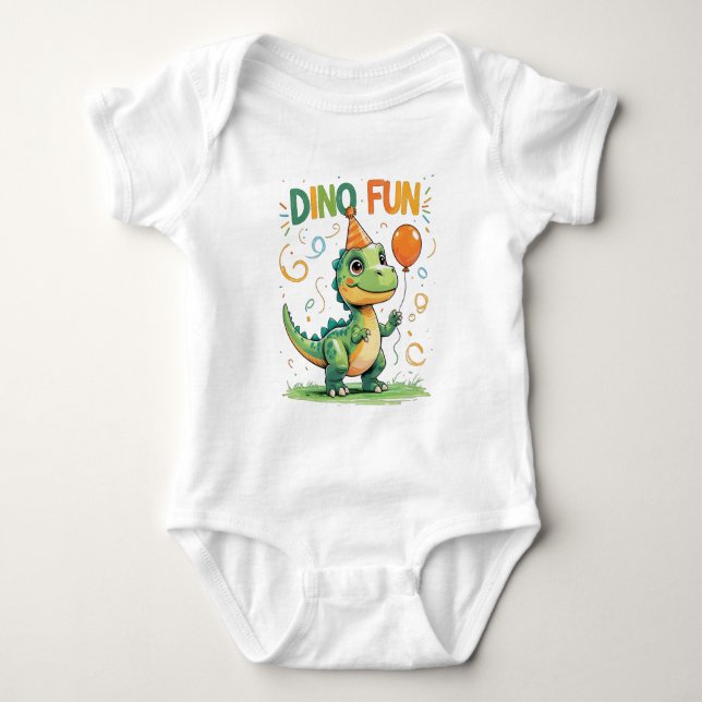 Dino Fun Baby Outfit Strampler (Vorderseite)