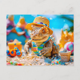 Dino Gebäude Sandcastle on Beach Feiertagspostkarte