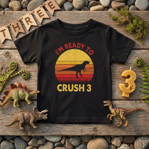 Dino Geburtstags-Shirt 'Bereit zu Zermalmen 3' Baby T-shirt