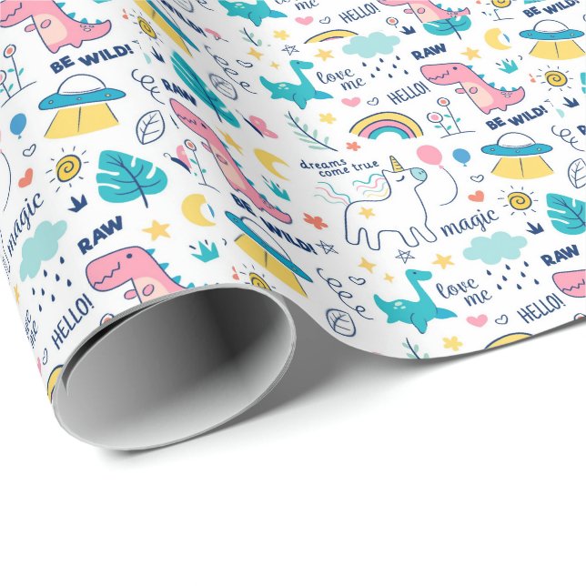 Dino Geschenkpapier (Rolleneckpunkt)