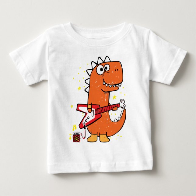 Dino-Gitarrist Baby T-shirt (Vorderseite)