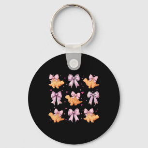 Dino-Hähnchen-Nugget-Dinosaurier-Nug-Mädchen Rosa Schlüsselanhänger