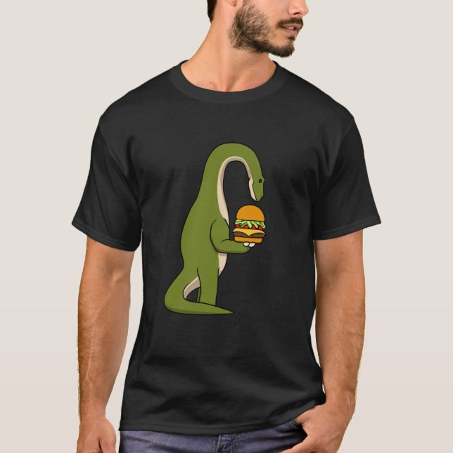 Dino Hamburger Eating Dinosaur T-Rex T-Shirt (Vorderseite)