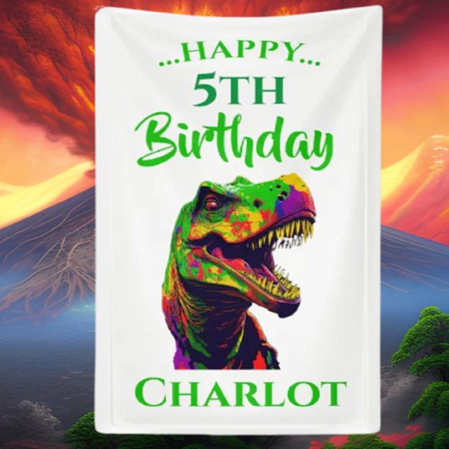 Dino Happy T-Rex Geburtstag Banner (Bring your dream party to life with our selection of quality Dinosaur themed party supplies )