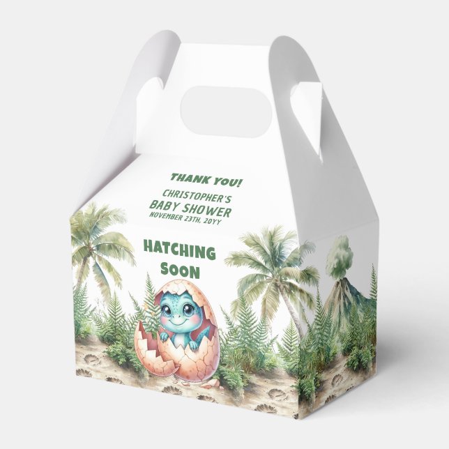 Dino Hatching Soon Baby Boy Danke Box Geschenkschachtel (Vorderseite)
