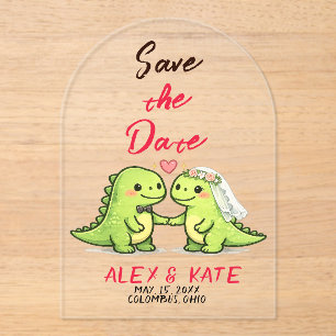Dino-Hochzeit Termin speichern Acryleinladungen
