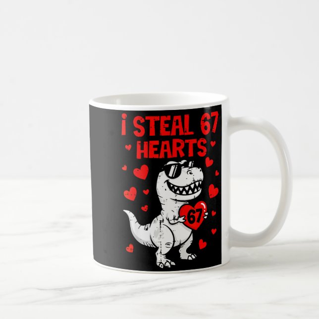Dino Holding Heart I Steal 67 Hearts Funny Six Sev Kaffeetasse (Rechts)