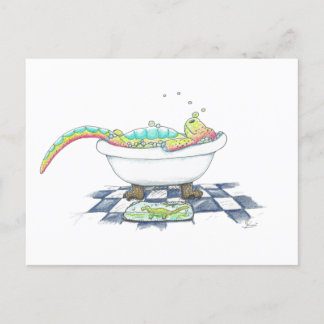 Dino in der Tube Zeichnend Postkarte