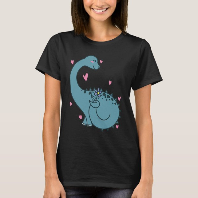 Dino is in Love Dinosaur Reptile T-Shirt (Vorderseite)