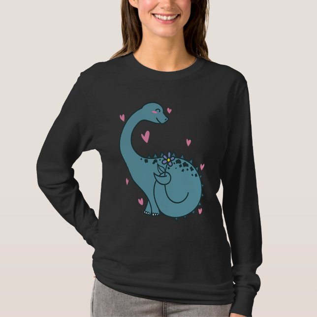 Dino is in Love Dinosaur Reptile T-Shirt (Vorderseite)