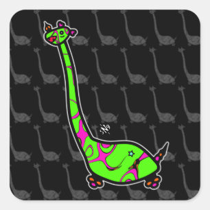 Dino Joe Colorful Horned Dinosaurier wie Kreatur 3 Quadratischer Aufkleber