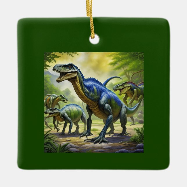 Dino Jungle Adventure Throw Kissen Keramikornament (Vorderseite)