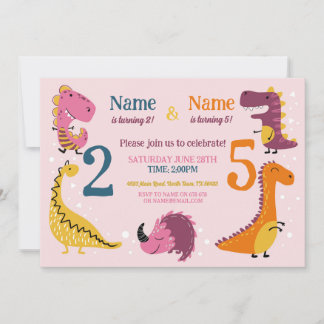 Dino Kindergeburtstag Girls Rosa Jegliches Party Einladung