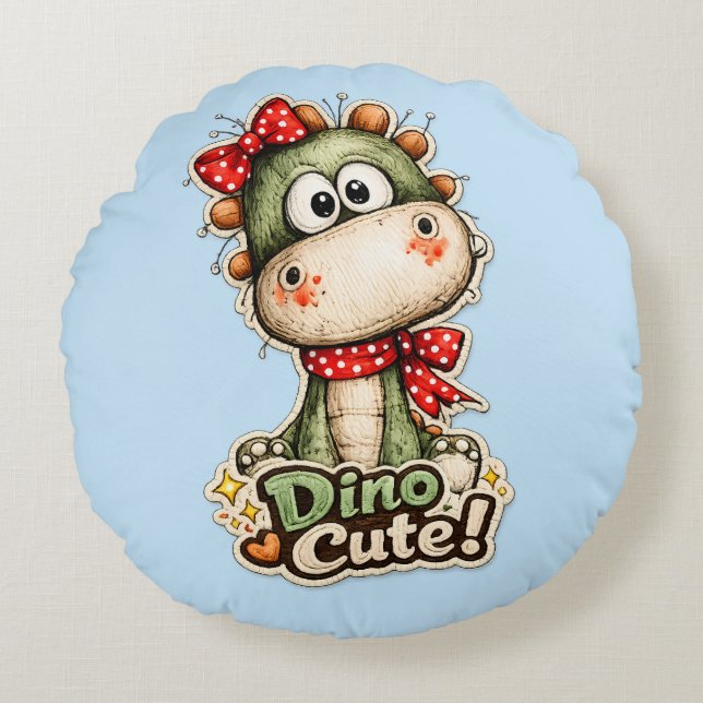 🦕🎀 “Dino-Knuffel!” Kissen 💙✨ (Vorderseite)