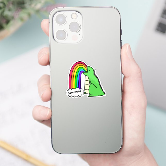 Dino kotzt Regenbögen Aufkleber (Telefon)