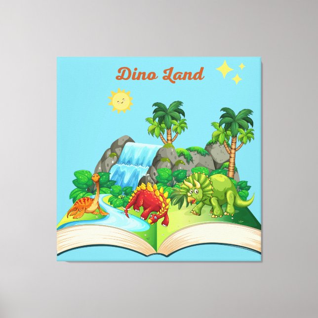 Dino Land Lektüre ist ein lustiges Popupbuch Leinwanddruck (Vorderseite)
