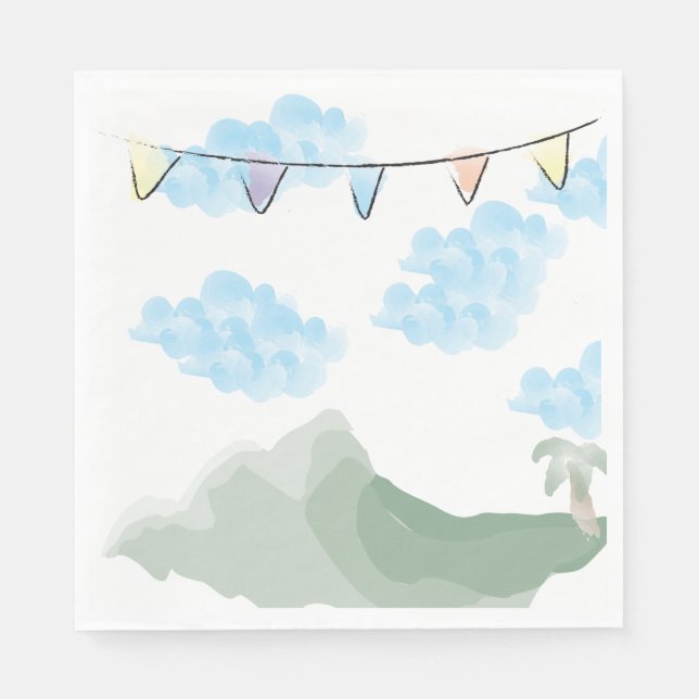 Dino Landscape Geburtstagsparty Napkin Serviette (Vorderseite)