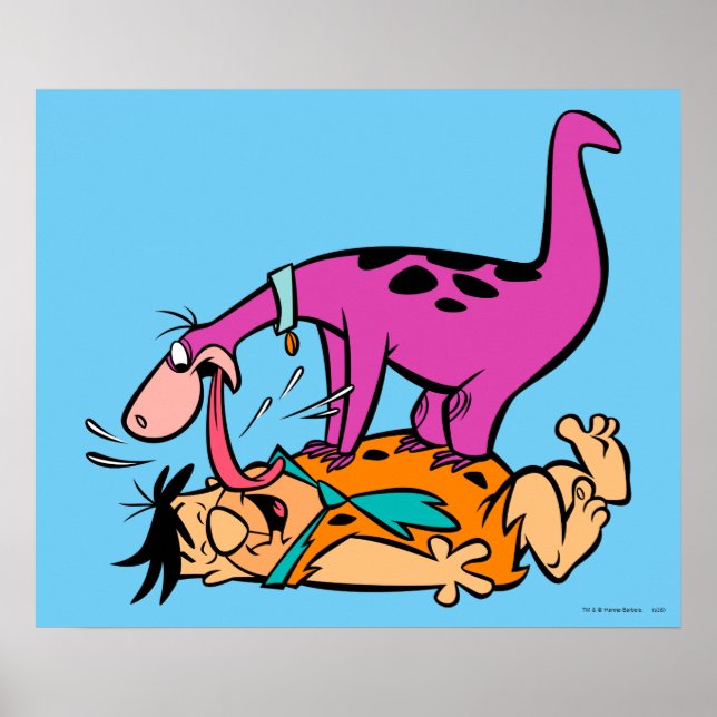 Dino Licking Fred Flintstone Poster (Vorne)
