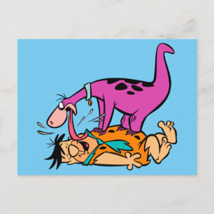 Dino Licking Fred Flintstone Postkarte