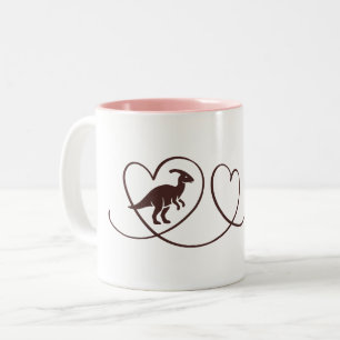 Dino Liebe – Herzlinien Parasaurolophus Zweifarbige Tasse