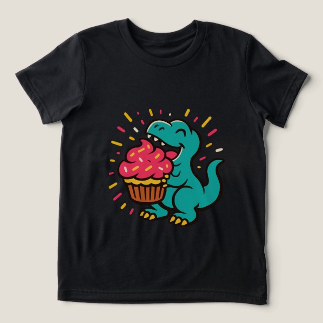 Dino liebt Cupcakes  Tri-Blend Shirt (Design Vorderseite)
