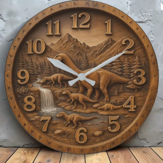  Dino lover gift Dinosaur sculpture Große Wanduhr (Von Creator hochgeladen)