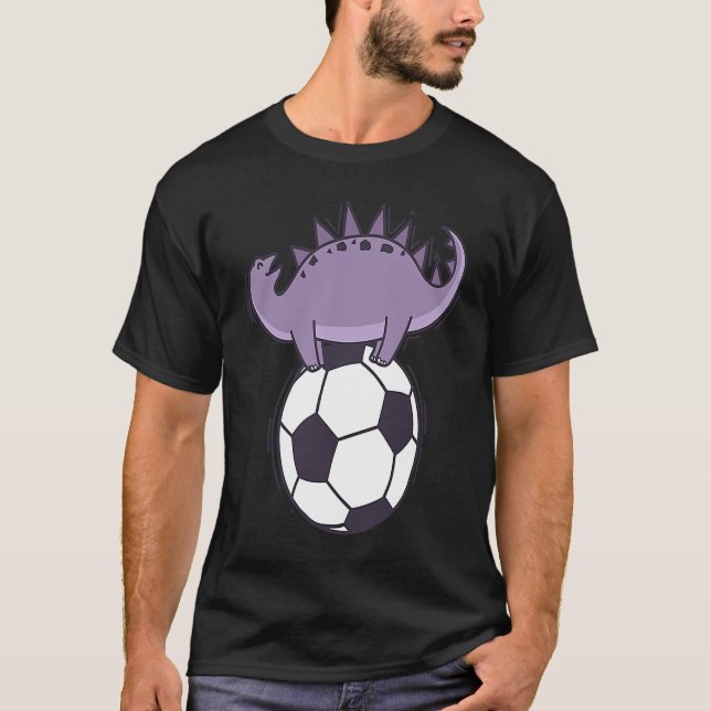 Dino loves Soccer Dinosaur Reptile T-Shirt (Vorderseite)
