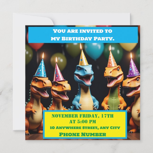 Dino Mighty Einladung (Vorderseite)