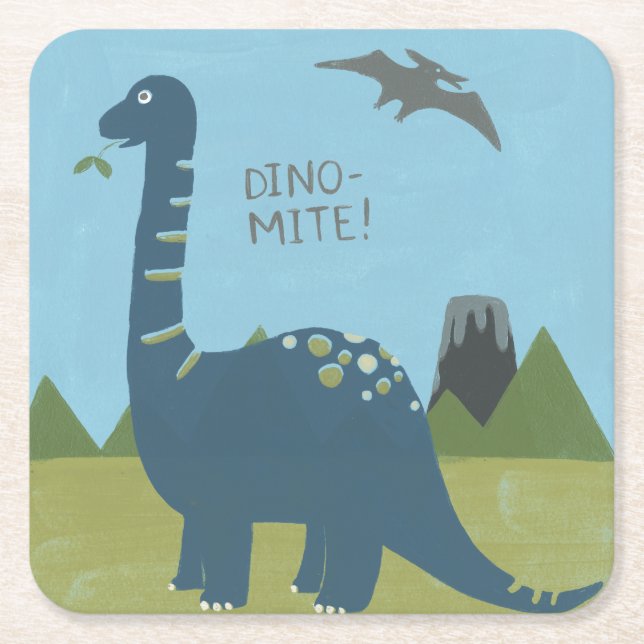 Dino-Milbe Dinosaurier Rechteckiger Pappuntersetzer (Vorderseite)