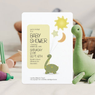 Dino mit Mylar Baloons Kinderdusche Einladung