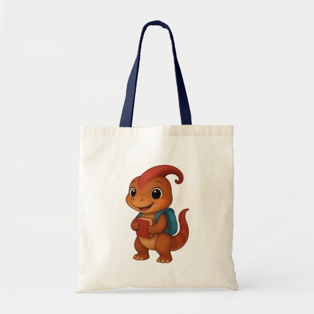 Dino mit Rucksack – Schulstart Tote Bag Tragetasche (Vorne)