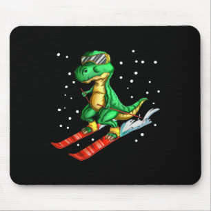 Dino mit Skibrille Skifahrer Dinosaurier T-Rex Ski Mousepad