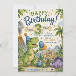 Dino-Mite 3. Geburtstagskarte Karte
