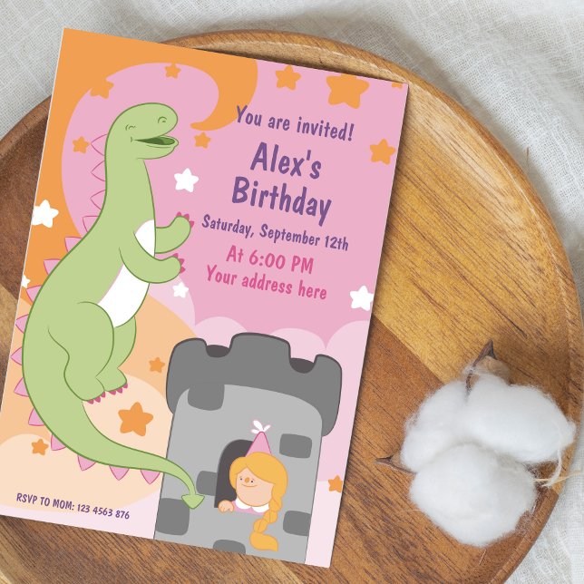Dino-mite Birthday Bash! HandGezeichnet Dinosaurie Einladung (Dino-mite Birthday Bash Hand-Drawn Dinosaur Invitation)