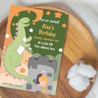 Dino-mite Birthday Bash! HandGezeichnet Dinosaurie Einladung