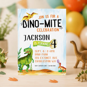 Dino-Mite Dinosaur Einladung zum Geburtstag