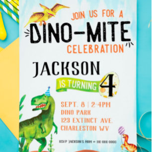 Dino-Mite Dinosaur Einladung zum Geburtstag