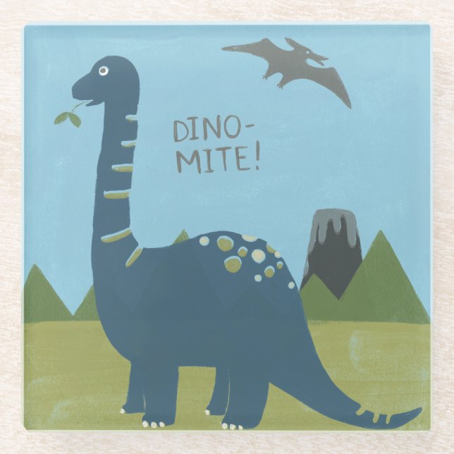 Dino-mite Dinosaur Glasuntersetzer (Vorderseite)