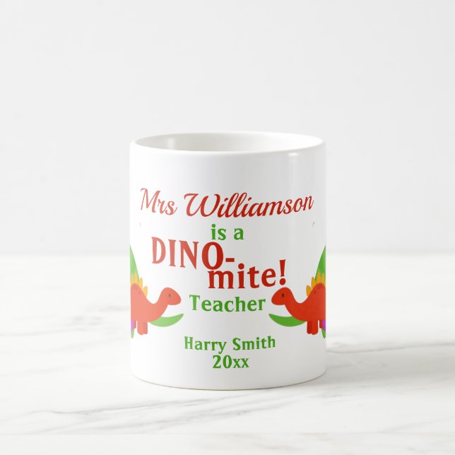 Dino-mite Dinosaurier Lehrerbewertung Kaffeetasse (Mittel)