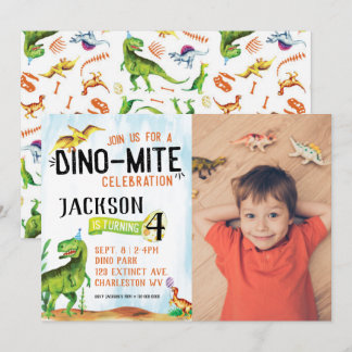 Dino-Mite Foto Dinosaur Geburtstagseinladung Einladung