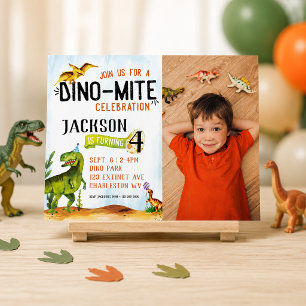 Dino-Mite Foto Dinosaurier-Geburtstagseinladung Einladung