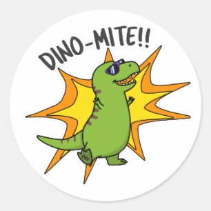 Dino-mite Funny TRex Dinosaur Pun Runder Aufkleber