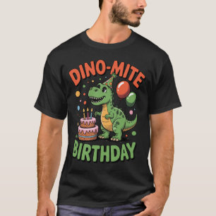 Dino-Mite Geburtstag Nostalgischer Cartoon-Stil T- T-Shirt