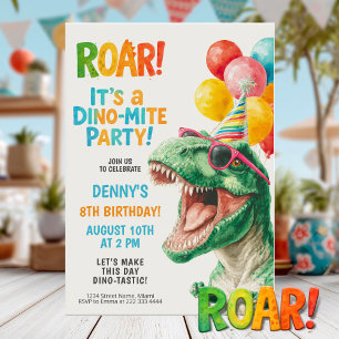 Dino-Mite Geburtstagsfeier-Design Einladung