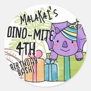 Dino-Mite Kids Geburtstagsparty Dinosaurier Runder Aufkleber